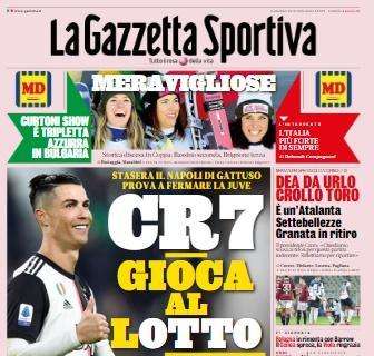 PRIMA PAGINA - Gazzetta dello Sport: "CR7 gioca al lotto"