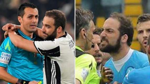 FOTO - Higuain abbraccia l'arbitro, sui social impazza il confronto: con la Juventus mai ammonito
