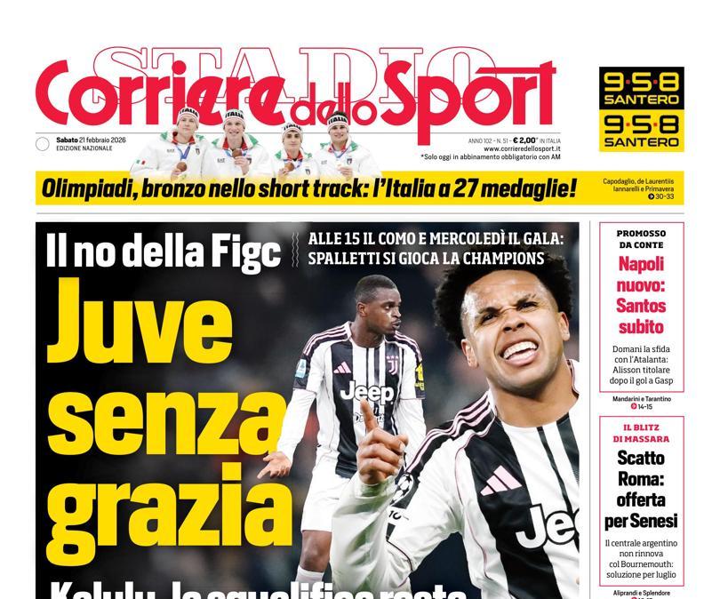Corriere dello Sport: "Juve senza grazia, Napoli nuovo con Santos"
