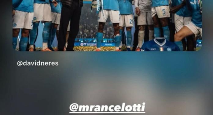 Lang posta la foto di Neres MVP della Supercoppa e tagga Ancelotti: il messaggio è chiaro