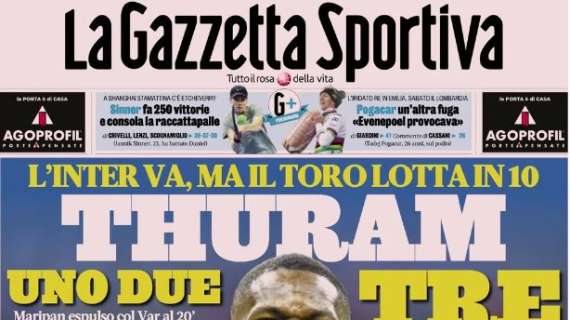 La Gazzetta dello Sport: "Thuram, uno, due, tre: l'Inter va"