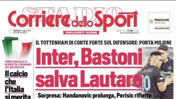 PRIMA PAGINA - Corriere dello Sport: “Inter, Bastoni salva Lautaro”