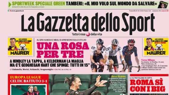 PRIMA PAGINA - Gazzetta: "Napoli ko con l'Az, Milan gigante"