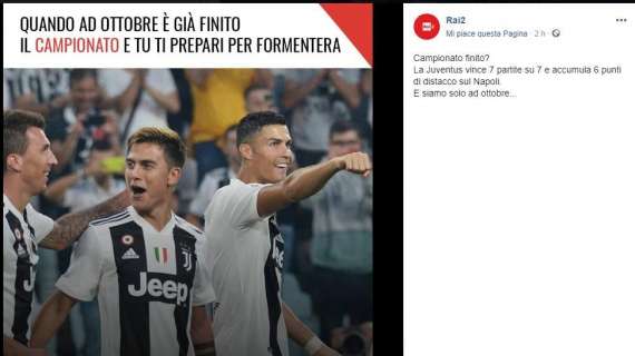 FOTO - Clamoroso post di Rai2: "Campionato finito, ci si prepara per Formentera". Polemiche sui social