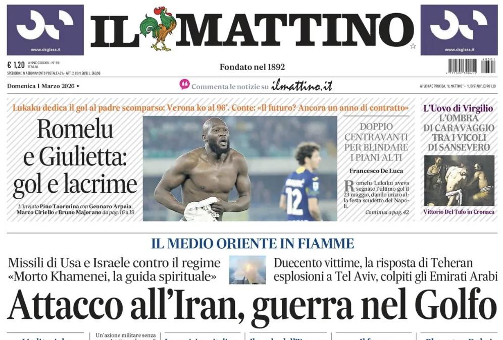 Il Mattino: "Romelu e Giulietta: gol e lacrime"