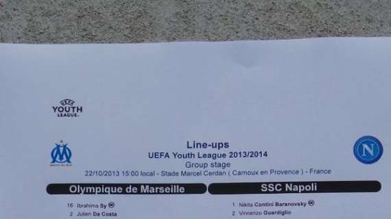 FOTO - Youth League, Marsiglia-Napoli: ecco le formazioni ufficiali