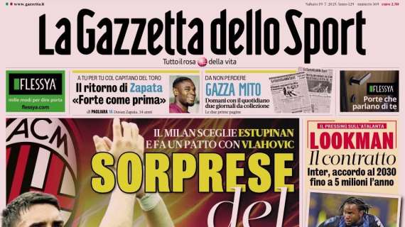 Gazzetta dello Sport: "Sorprese del Diavolo. Conte, la sfida: il mio Napoli favorito"