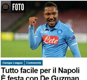 FOTO - Il titolo del Corriere dello Sport: "Tutto facile, è festa con De Guzman"