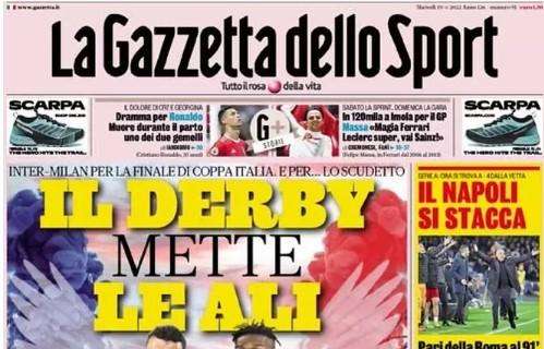PRIMA PAGINA - Gazzetta: "Il Napoli si stacca. Pari della Roma al 91esimo"