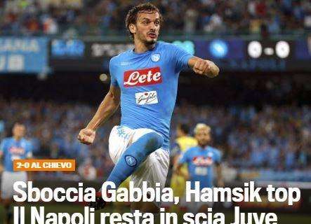 FOTO - Gazzetta: "Sboccia Gabbia, Hamsik top. Napoli resta in scia Juve"