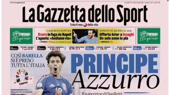 Il Napoli torna in prima pagina sulla Gazzetta: “Kvara in fuga”