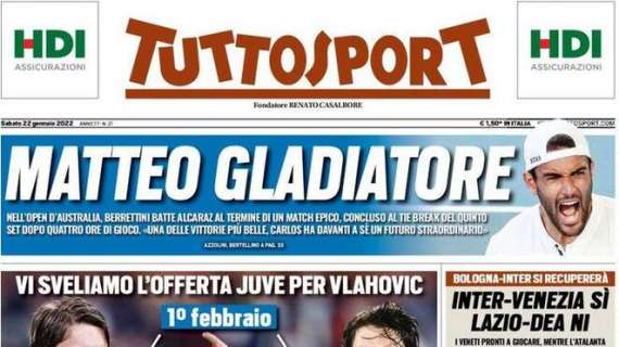 PRIMA PAGINA - Tuttosport apre con la Juve: “60 milioni per Vlahovic”