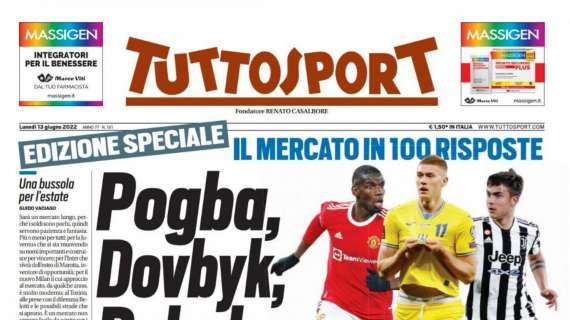 PRIMA PAGINA - Tuttosport: "Pogba, Dovbyk, Dybala. Ecco come finirà"
