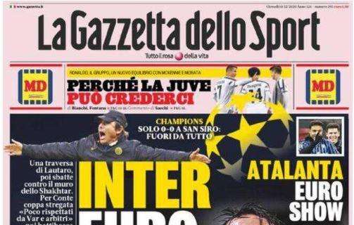 PRIMA PAGINA - Gazzetta dello Sport: "Inter Euro flop. Lazio, caso Zarate"