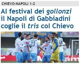 FOTO - Sportmediaset titola: "Il Napoli di Gabbiadini coglie il tris col Chievo"