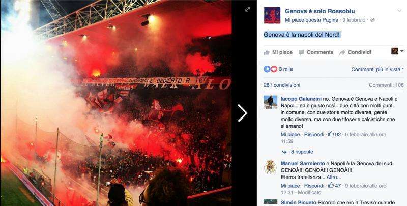 FOTO - Splendido messaggio dei tifosi rossoblù: "Genova è la Napoli del nord"