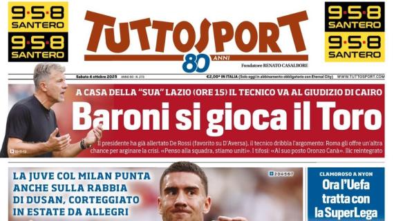 Tuttosport: "Vlahovic, diavolo in corpo. Baroni si gioca il Toro"