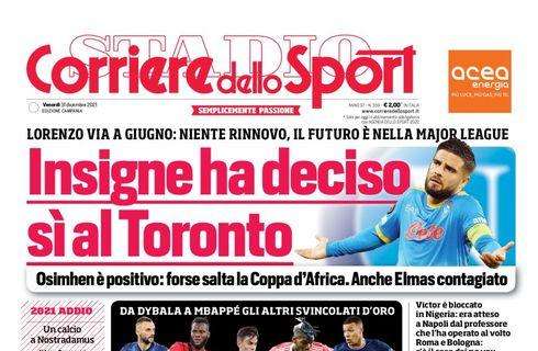 PRIMA PAGINA - Cds Campania: “Insigne ha deciso: sì al Toronto”