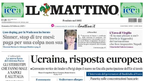 Il Mattino apre con il pari dell'Olimpico: "Napoli crepacuore"