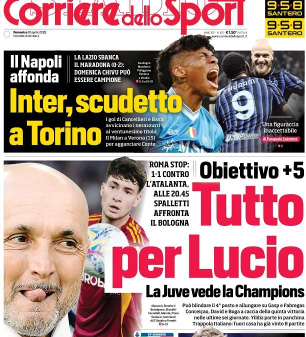 Corriere dello Sport: "Il Napoli affonda! Inter, Scudetto a Torino"