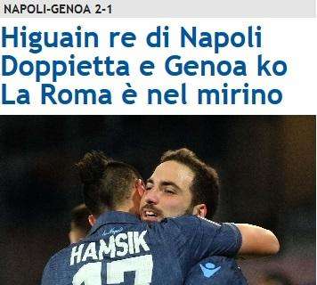 FOTO - Sportmediaset elogia il Pipita: "Higuain re di Napoli, doppietta e Genoa ko"