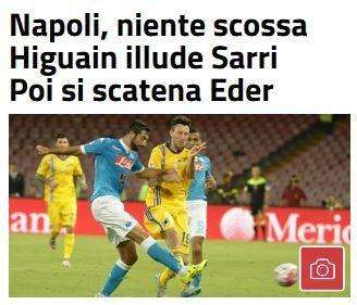 FOTO - Sportmediaset titola: "Niente scossa. Higuain illude Sarri, poi si scatena Eder"