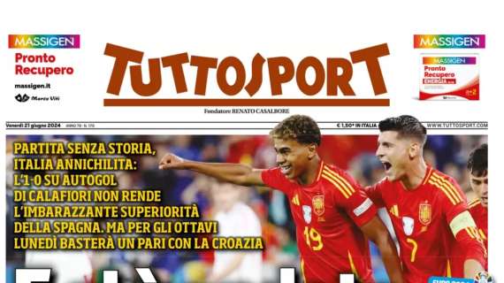 Tuttosport sull’Italia: “E ci è andata bene, ancora bene…”