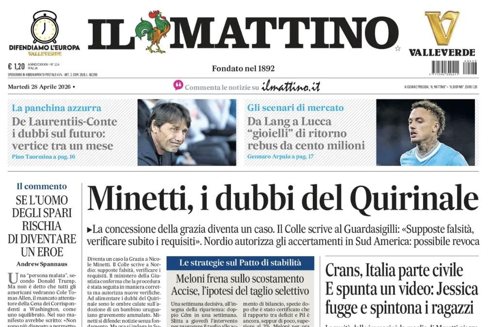 Il Mattino: "De Laurentiis-Conte, i dubbi sul futuro: vertice tra un mese"