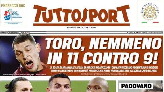 PRIMA PAGINA - Tuttosport su Ibra, Lukaku e CR7: "Lo scudetto siete voi"