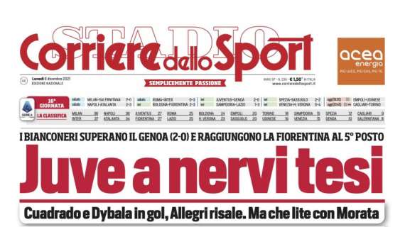 PRIMA PAGINA - Corriere dello Sport: "Juve a nervi tesi"