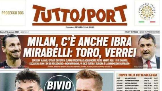PRIMA PAGINA - Tuttosport: "Bivio Juve, Scamacca o Milik"