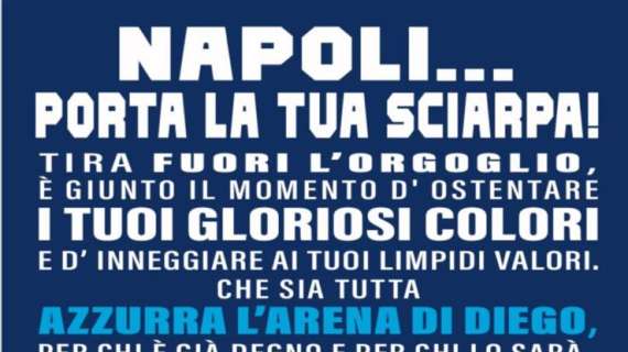 Sciarpa per limpidi valori: iniziativa della Curva A e B per tingere di azzurro tutto lo stadio!