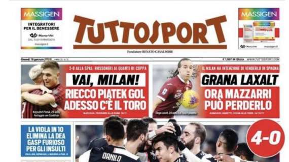 PRIMA PAGINA - Tuttosport: "Playstation Juve! Toro, grana Laxalt"