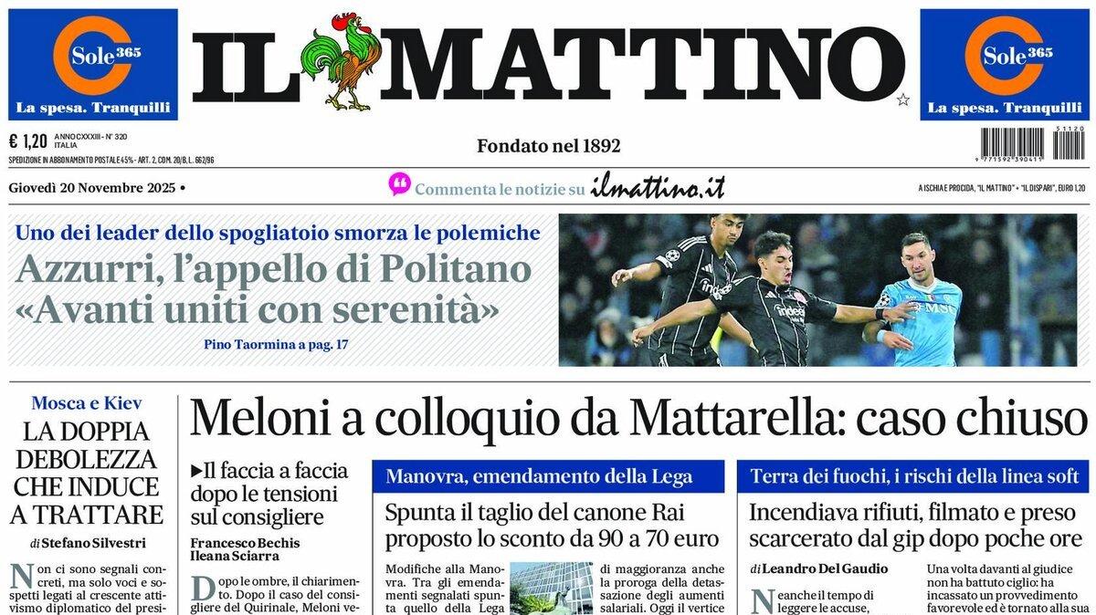 Il Mattino: "Azzurri, l'appello di Politano: 'Avanti uniti con serenità'"