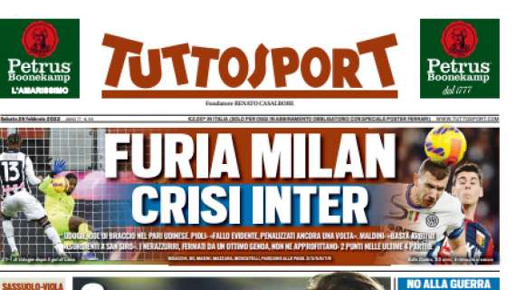 PRIMA PAGINA - Tuttosport: "Furia Milan, crisi Inter"