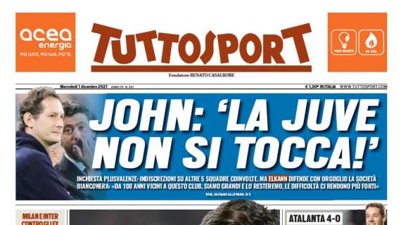 PRIMA PAGINA - Tuttosport: "John: 'La Juve non si tocca!'"