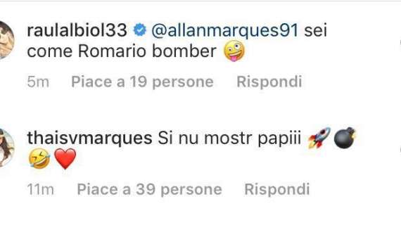 "Sei meglio di Romario, bomber!": Raul Albiol scherza così con Allan su Instagram