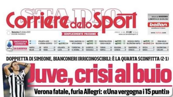 PRIMA PAGINA - Corriere dello Sport: “Juve, crisi al buio”