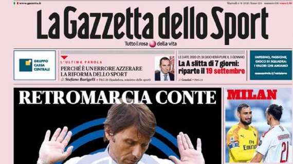 PRIMA PAGINA - Gazzetta: "Conte resta all'Inter. Verratti avverte il Psg"