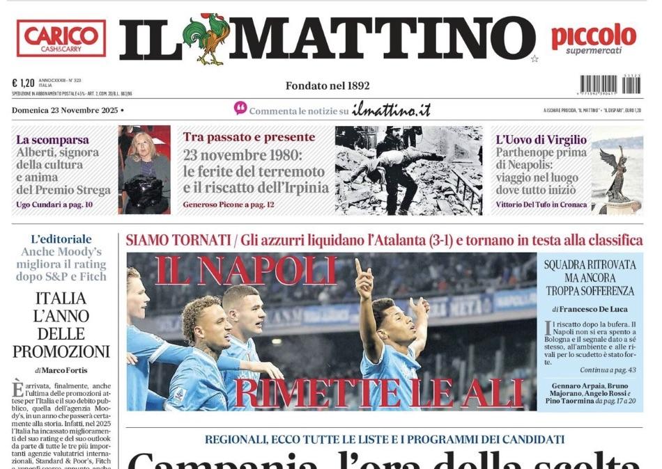 Il Mattino: "Il Napoli rimette le ali"