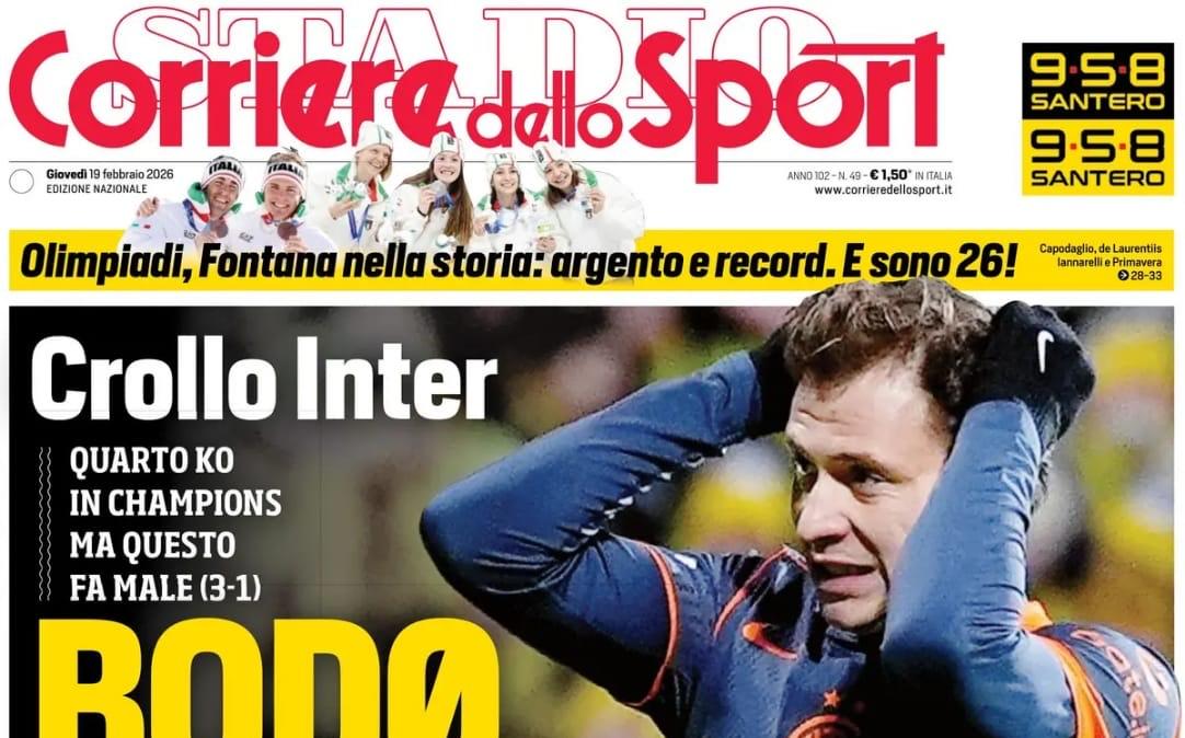 Corriere dello Sport: "Crollo Inter: Bodo shaming"
