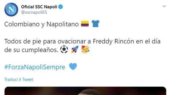 FOTO - La Ssc Napoli celebra l'ex azzurro colombiano Rincon: "Tutti in piedi per il suo compleanno!"