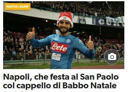 FOTO - CdS: "Napoli, che festa al San Paolo col cappello di Babbo Natale"
