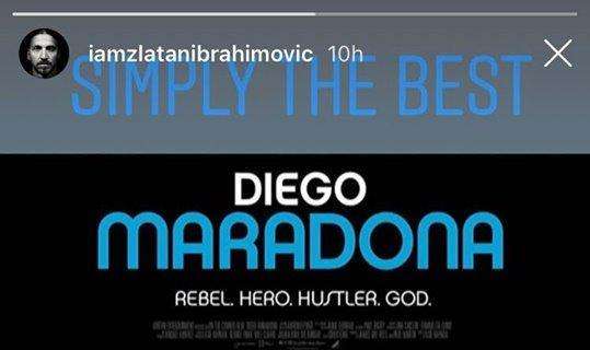 FOTO - Ibrahimovic celebra l'ultimo film sulla vita di Maradona: "Simply the best"