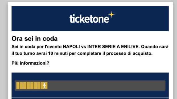 Biglietti Napoli-Inter, immensa coda virtuale con picchi di 20mila in attesa