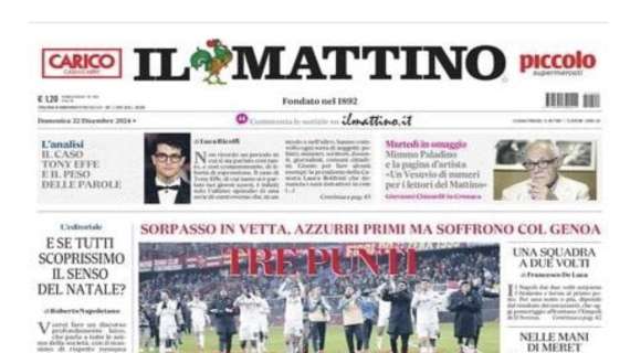 Il Mattino: "Tre punti sotto l'albero"