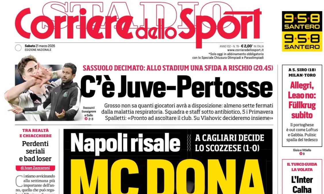 Corriere dello Sport: "McDona, ora il Napoli è a -6 da Chivu"