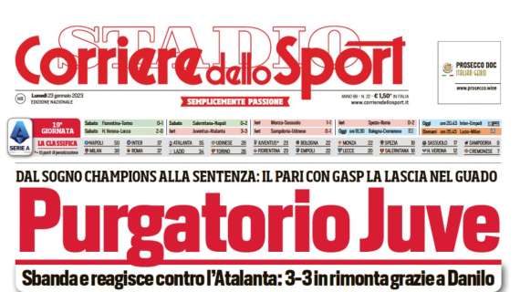 PRIMA PAGINA - Corriere dello Sport: "Purgatorio Juve"