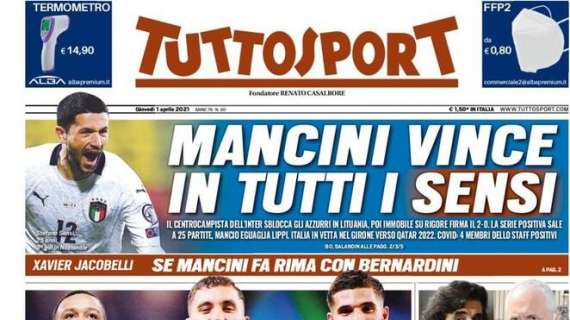 PRIMA PAGINA - Tuttosport: "Mancini vince in tutti i Sensi"