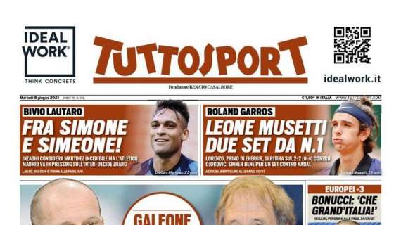 PRIMA PAGINA - Tuttosport titola con le parole di Galeone: “La Juve di Max sarà così”